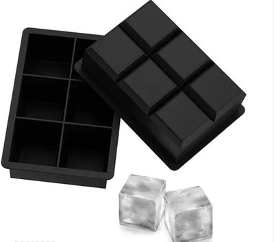 Kaan Kaan Ice Cube Tray 6 Cavities | Flexible Ice Mold for Whiskey & Cocktails Black Silicone Ice Cube Tray(Pack of2)
