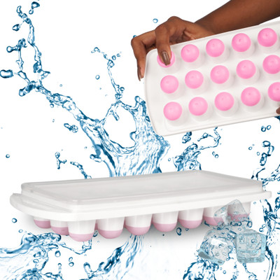 Hinox 21 Cavity Ice Tray for Freezer, easy release push up Ice Cube Tray Pink, Purple Silicone Ice Cube Tray(Pack of1)