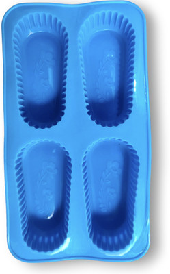 Grih Soukhya 4 Cavity Silicone Mould Eliptical with Leaves & Branch Print For Soap and Candle Blue Silicone Ice Cube Tray(Pack of1)