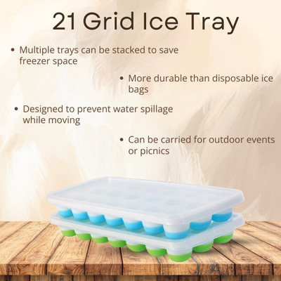 Spreenkal With Logo Round ice cube Use 21 GRIED ICE TARY/CUBE Blue Silicone, Plastic Ice Cube Tray(Pack of2)