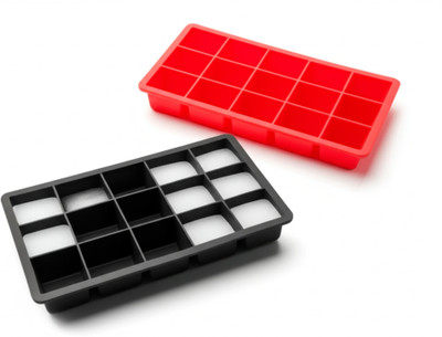 DOCKWIN INTERNATIONAL Premium Silicone, Ice Tray & Spill-Proof Design – Perfect Cubes Every Time Red, Black Silicone Ice Cube Tray(Pack of1)