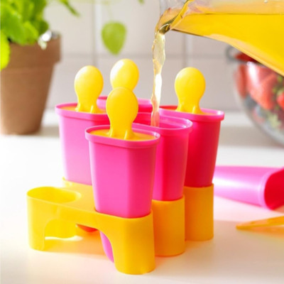 sampware Set of 6 Ice Pop Makers,Ice Cream mould,Kulfi Candy, Pink Plastic Ice Cube Tray(Pack of-1)