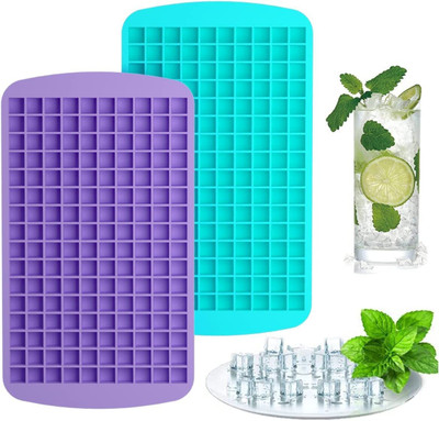 Kepzell Silicone Mini Ice Cube Tray 160 Small Ice Cube Molds (Pack of 2) Multicolor Silicone Ice Cube Tray(Pack of2)