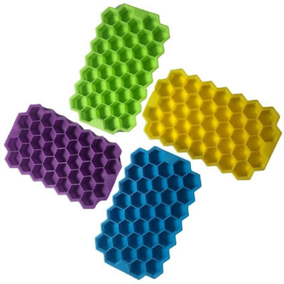 SKYFUN Ice Cube Trays Food Grade Silicone BPA Free for Freezer Flexible Yellow, Green, Purple, Blue Silicone Ice Cube Tray(Pack of1)