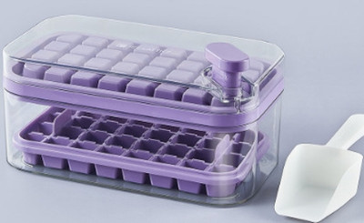 UMAI Ice cube trays with storage box & ice scoop Purple Silicone Ice Cube Tray(Pack of1)