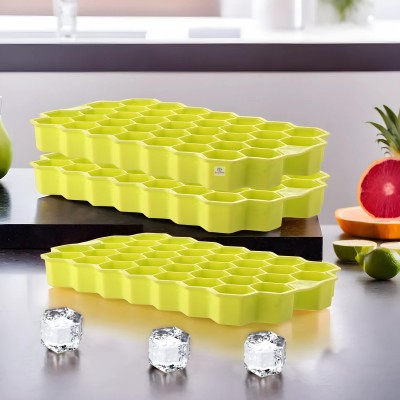 Heart Home (Pack of 3) Honeycomb Silicone Ice Cube Tray for Kitchen, Chocolate | Green Green Silicone Ice Cube Tray(Pack of3)