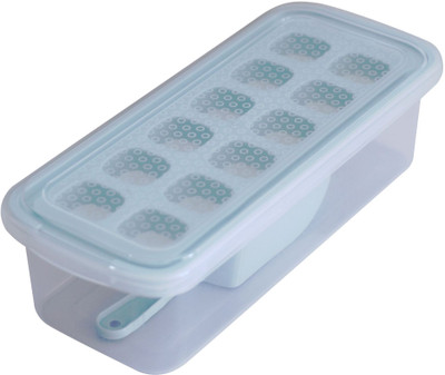 CLASSY TOUCH CLASSY TOUCH Plastic Ice Cube Tray with Lid, Bucket and Spoon Blue Plastic, Silicone Ice Cube Tray(Pack of1)