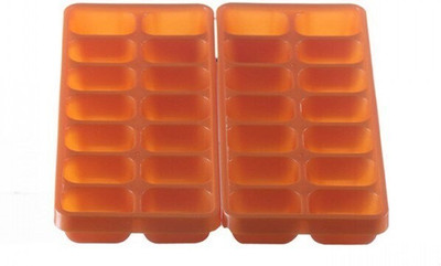 Tidy Homz Orange Plastic Ice Cube Tray(Pack of2)