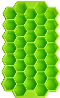 sai ji Ice Cube Tray and Ice Cubes Molds for Freezer Rubber Ice Cube Tray Green Silicone Ice Cube Tray(Pack of1)