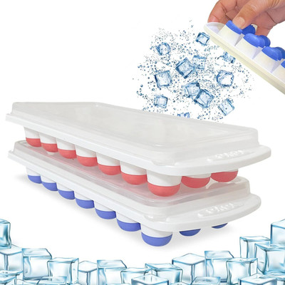 Tanlesa silicone icecube tray with lids pack of 2 ,ice cube maker tray Multicolor Silicone Ice Cube Tray(Pack of2)