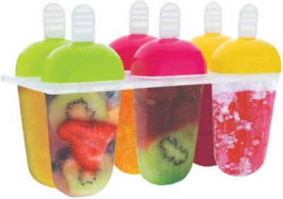 MOOZICO Cool Combo Of Ice Candy Maker with Set of 6 Compartment (Multi Color) Multicolor Plastic Ice Cube Tray(Pack of1)
