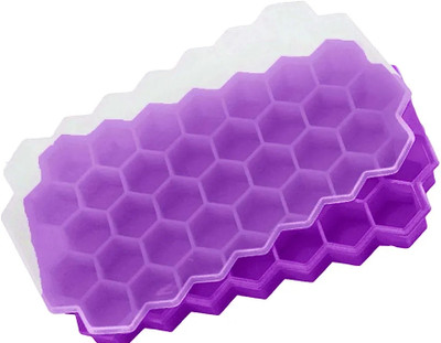 Fulkiza Honeycomb Silicon ice cube tray for freezer pack of1 Purple Silicone Ice Cube Tray(Pack of1)