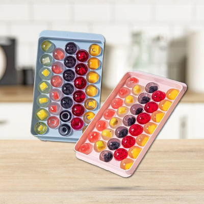 sevya Round Ice Cube Tray,Ice Ball Maker Mold for Freezer Multicolor Plastic Ice Cube Tray(Pack of2)