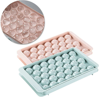 SatSun Plastic Ice Cube Tray Mini Circle Making Sphere Ball freezer Chilling Cocktail Pink, Blue Plastic Ice Ball Tray(Pack of2)