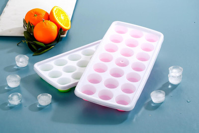 ENLINK Round Ice Cube Tray – BPA-Free, Flexible & Easy Multicolor Silicone Ice Ball Tray(Pack of2)