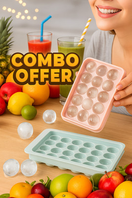 Amrit Ice cube Tray | plastic Ice ball tray for drinks combo offer Pink, Green Plastic Ice Ball Tray(Pack of2)