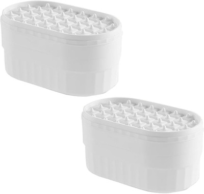 KUBER INDUSTRIES Nail Press 2-Layer Ice Box|Flexible Ice Cube Tray|Pack of 2|White White Plastic Ice Cube Tray(Pack of2)