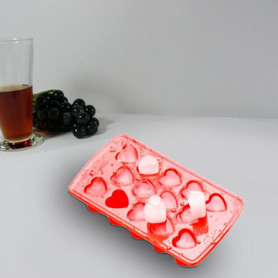 SKYLIFE Heart Shape Ice Cube Tray, 14 Grid Chocolate Mould Refrigerator Ice Cube Multicolor Plastic Ice Cube Tray(Pack of1)