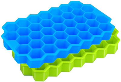 FIMTOWN Silicone Honeycomb 37 Cavity Ice Cube Mould Flexible Tray, Chocolate Cake Maker Multicolor Silicone Ice Cube Tray(Pack of1)