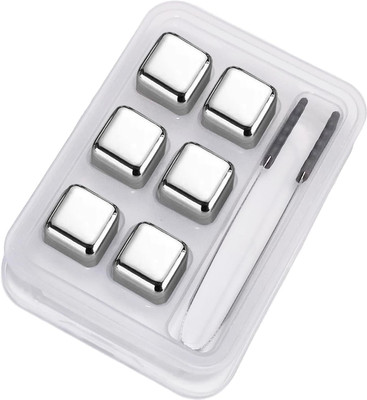 RRudraksh Stainless Steel Ice Cubes Multipurpose Reusable Ice Cube 6pcs ( pack of 1) Silver Steel Ice Cube Tray(Pack of1)