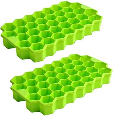 Dreamy Delights Green Silicone, Plastic Ice Cube Tray(Pack of2)