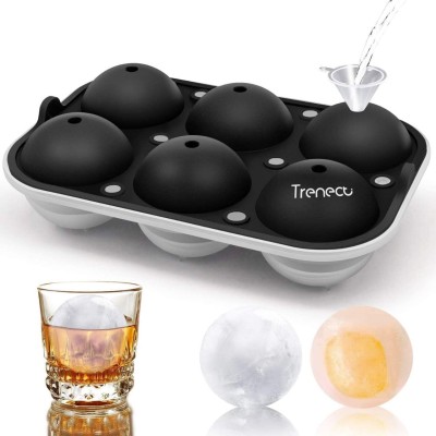 INJOFASH Ice Ball Maker Easy Release Round Silicone Ice Sphere Tray with Lids & Funnel Multicolor Silicone Ice Ball Tray(Pack of1)