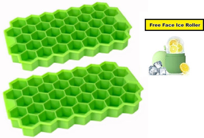 QinPin Silicone Tray Flexible for Freezer Kitchen Ice Cube Tray & Ice Roller Combo Multicolor Silicone Ice Cube Tray(Pack of2)