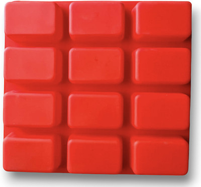Grih Soukhya 12 Cavity/Slots Silicone Soap Mould For Rectangle Soap, Candles, Cake, Resin Red Silicone Ice Cube Tray(Pack of1)