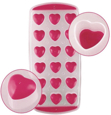 AlexVyan 1 Pcs Pink 18 Heart Cavity Pop Up Ice Cube Tray Pink Plastic, Silicone Ice Cube Tray(Pack of1)
