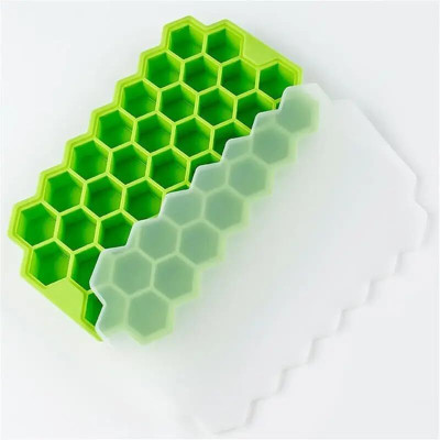 Zupaya Silicone Ice Cube tray Honeycomb Shape Ice Mould Tray Flexible 37 - Ice Trays Green Silicone Ice Ball Tray(Pack of1)