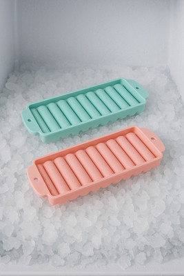 KEFTRIAX lastic Ice Cube Tray with Lid - 2pc Sets, Easy Release Freezer Moulds Multicolor Silicone Ice Cube Tray(Pack of2)