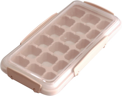 CLASSY TOUCH CLASSY TOUCH Plastic Ice Cube Tray with Lid,Flexible and BPA-Free Square Cubes Pink Plastic, Silicone Ice Cube Tray(Pack of1)