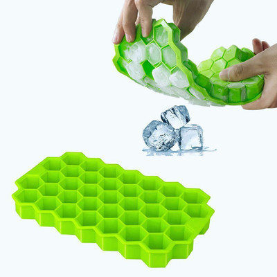 Kingmart HONEYCOMB ICE TRAY A12 Green Silicone Ice Cube Tray(Pack of1)