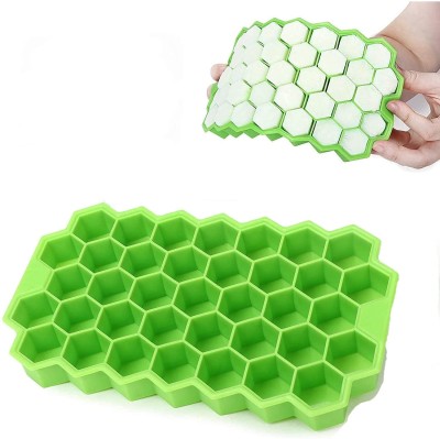 Redsky Ice Cube Tray for Freezer Flexible Silicone Honeycomb Design 32 Cavity Green Silicone Ice Cube Tray(Pack of1)