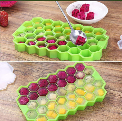 PW PENCILWALA Silicon Honey Comb Ice Cube Tray with 37 cavities Multicolor Silicone Ice Cube Tray(Pack of1)