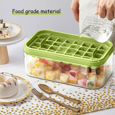 VAGHANI ENTERPRISE Ice Cube Tray With Lid & Bin Multicolor Plastic Ice Cube Tray(Pack of1)