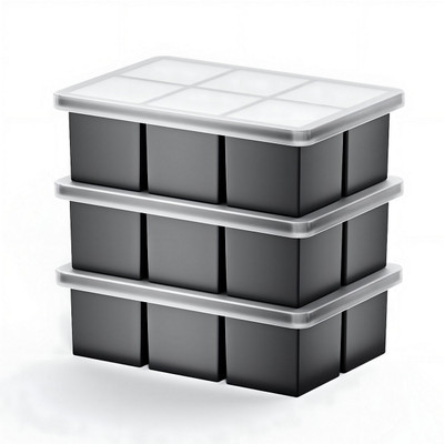 HM EVOTEK Premium Silicone Ice Cube Tray, 6-Cube, BPA-Free, Flexible, Non-Stick Multicolor Silicone Ice Cube Tray(Pack of3)
