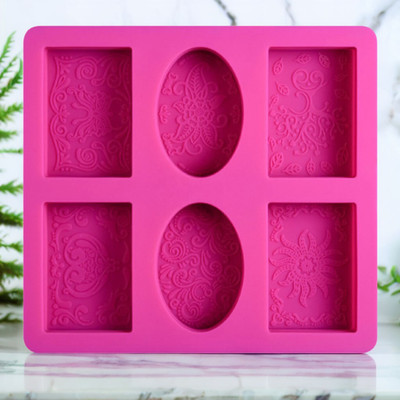 ADMONITION 6 Cavity Mix Mould Pink Silicone Ice Cube Tray(Pack of1)