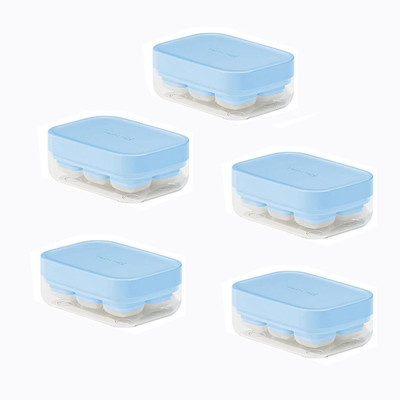 Lellow Small POP-UP Ice Cube Tray with Flexible Silicon Bottom and Lid, Chocolate Mold Blue Silicone Ice Cube Tray(Pack of5)