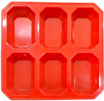 Grih Soukhya 6 Cavity/Slots Soap Silicone Mould for making Octagonal Soap, Candles, Cake Red Silicone Ice Cube Tray(Pack of1)