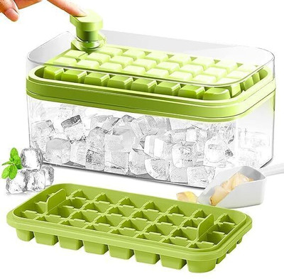 HEXAHOME 64 Pcs Square Ice Cubes Molds with Ice Scoop,Easy Release,BPA Free Multicolor Plastic Ice Cube Tray(Pack of1)
