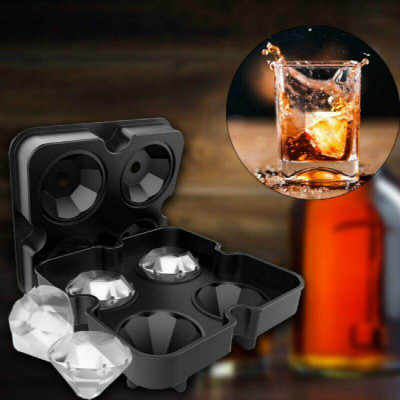 MoldBerry 4 Diamond Ice Cube Tray Multicolor Silicone Ice Cube Tray(Pack of1)