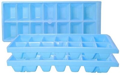 sai ji 3 pcs Ice Cube Tray Silicon Ice Trays Flexible Blue Ice Cube Tray (Pack of 3) Blue Plastic Ice Cube Tray(Pack of3)
