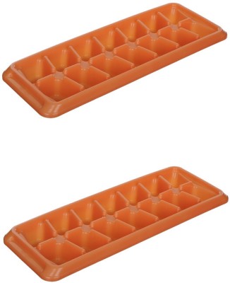 IM UNIQUE Orange Plastic Ice Cube Tray(Pack of2)