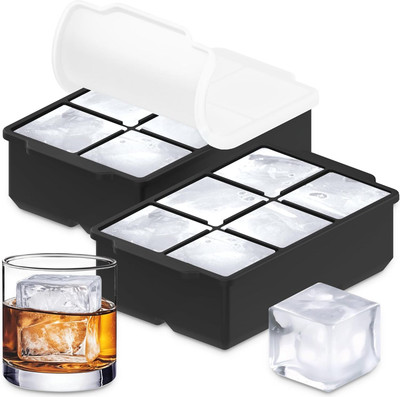 Dreamy Delights Black Silicone Ice Cube Tray(Pack of2)