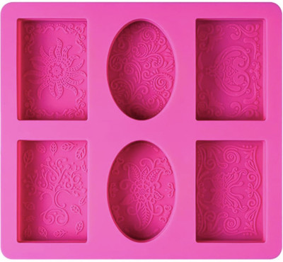 Grih Soukhya 6 Slots Oval shaped Silicone Mould For Soap and Candle making Pink Silicone Ice Cube Tray(Pack of1)