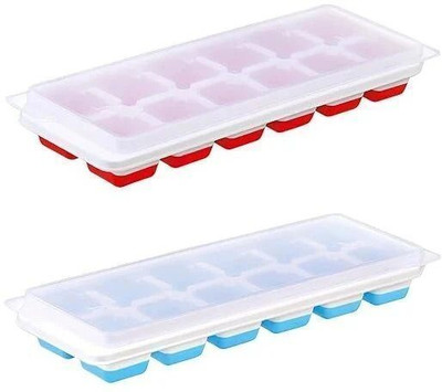 FEEDNIX PRISM Ice-Ease Silicone Tray Set Multicolor, Red Plastic, Silicone Ice Cube Tray(Pack of2)