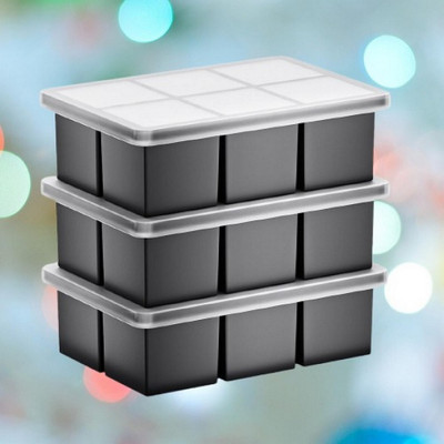 HM EVOTEK Silicone Ice Tray, BPA-Free, 6-Cube, Flexible, Non-Stick for Easy Removal Multicolor Silicone Ice Cube Tray(Pack of3)