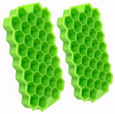QinPin Flexible Silicone Honeycomb Shape Mould for Freezer Kitchen Ice Cube Tray Green Silicone Ice Cube Tray(Pack of1)