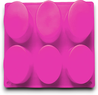 Grih Soukhya 6 Slots Oval shaped Silicone Mould For Soap and Candle making Pink Silicone Ice Cube Tray(Pack of1)